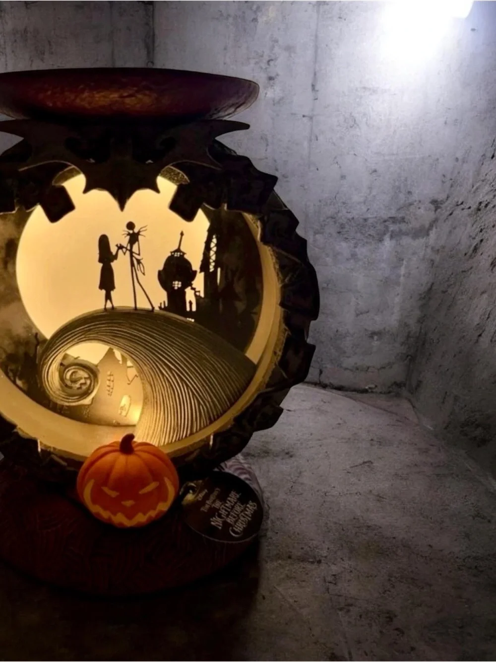 Nightmare Before Christmas BBW Spiral Hill Light Up 3 Wick Candle Holder NEW